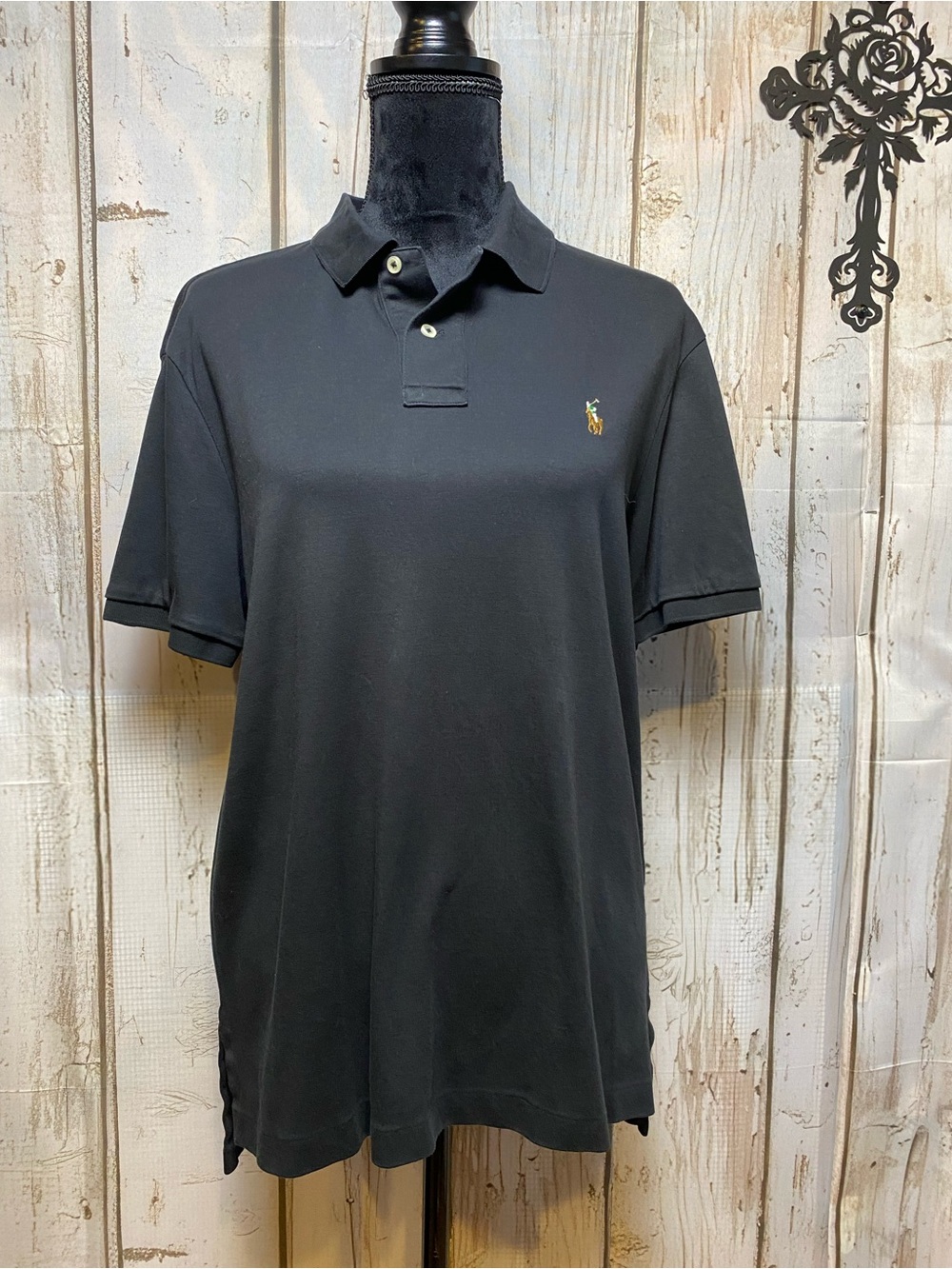 Ralph Lauren Black Polo Shirt with Signature Pony Sz-L
